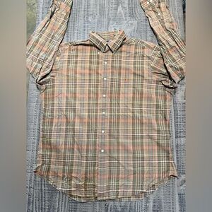 Polo by Ralph Lauren Olive and Orange Plaid Button-Down Shirt